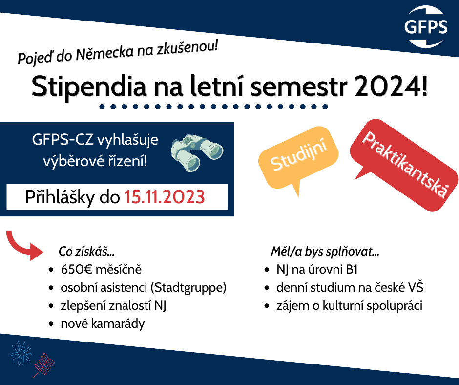 Nabídka stipendií na letní semestr 2024 - GFPS