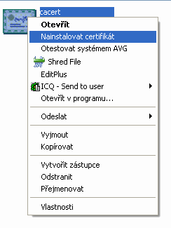 Instalace certifikátu