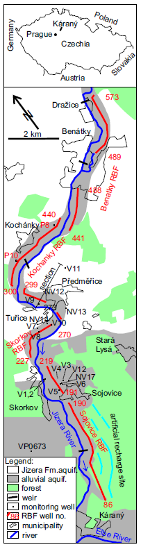 Mapa studované Středočeské vodárenské soustavy